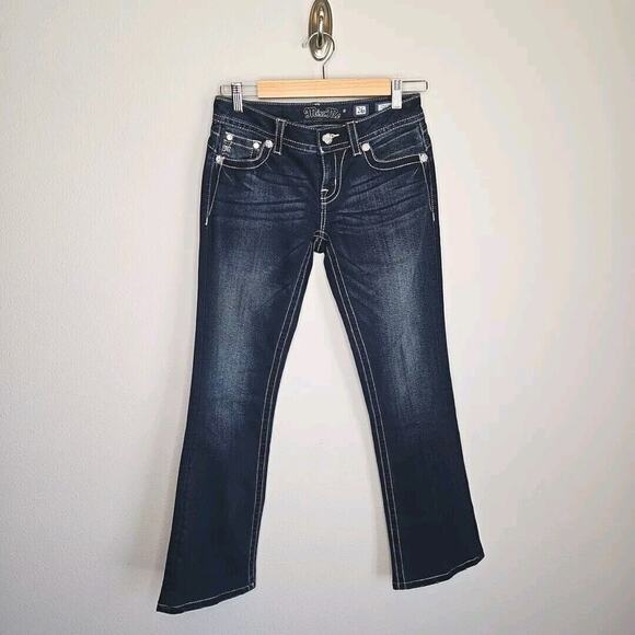 MissMe Women's Blue Denim Signature Boot Cut Altered Bottoms Jeans Size 26 - Picture 2 of 6